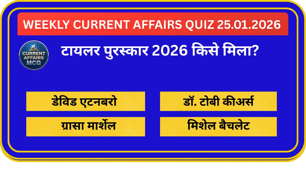 Weekly Current Affairs Quiz 25.01.2026 | TOP 30 MCQ