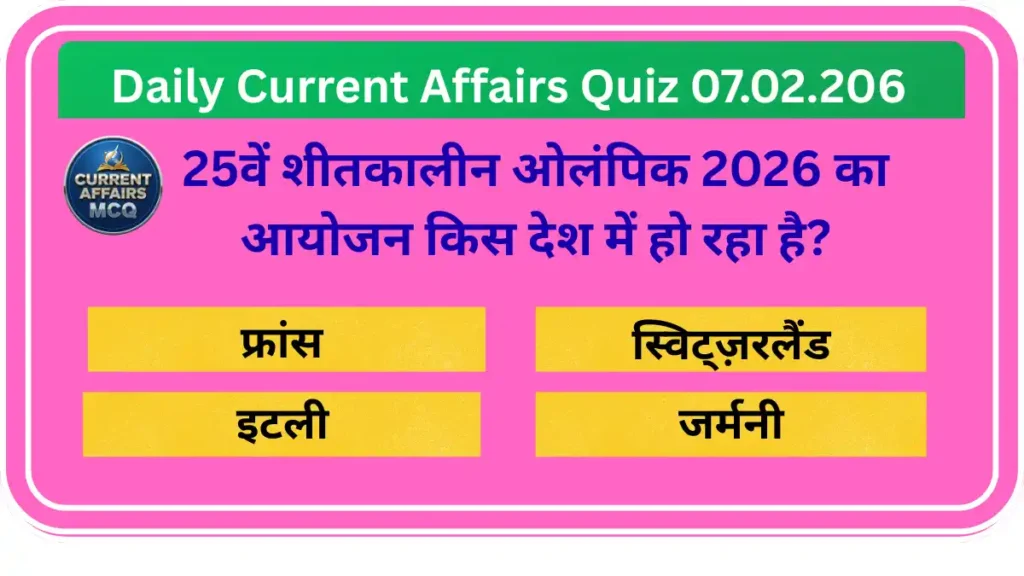 Daily Current Affairs Quiz 07.02.2026